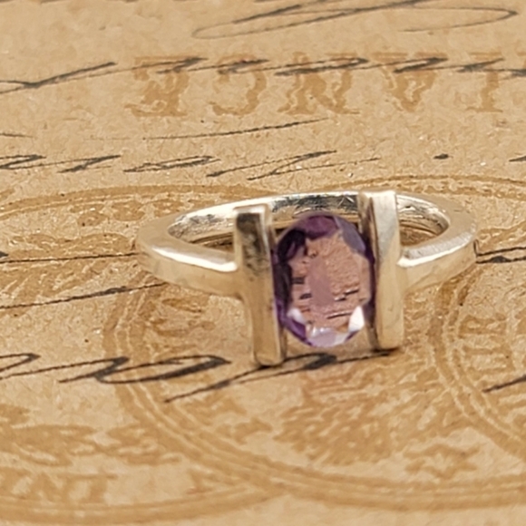 AMETHYST TENSULION RING HANDMADE IN STERLING SILVER SIZE 7 - Picture 7 of 7